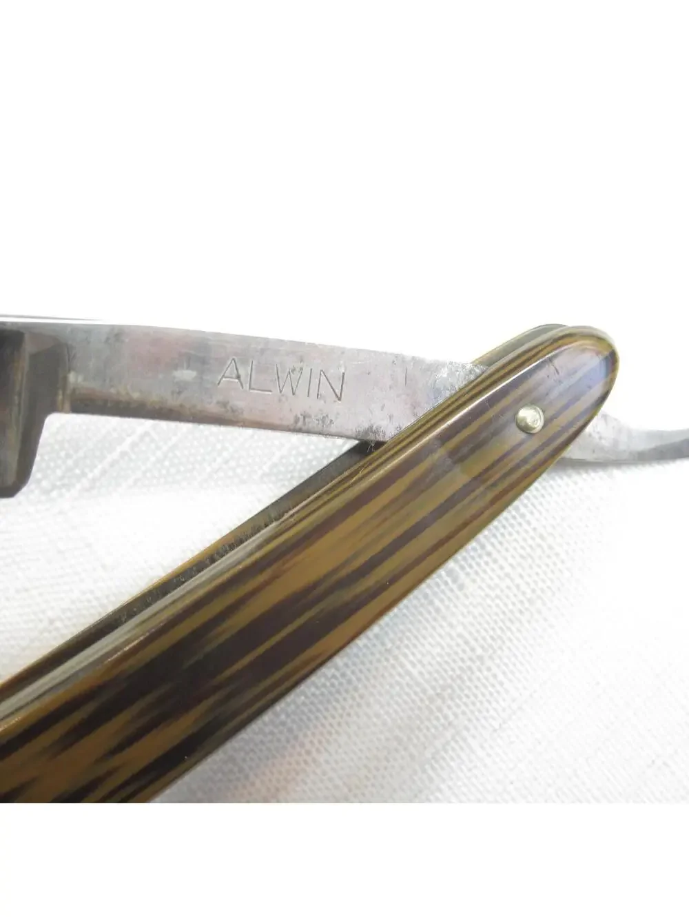 Antique Alwin Straight Razor Ontario Cutlery Co. Geneva NY with Pony Coffin Box
